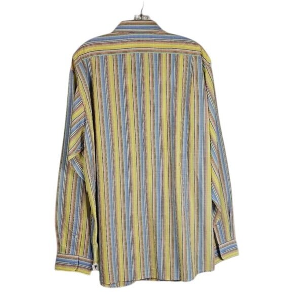 Cremieux Collection Yellow Striped Button Down Shirt Sz XL Flip Cuff Pastel - Picture 2 of 9